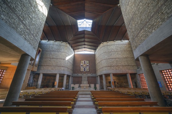 Interior of the Heilig Kreuz Church, opened in 1964, Jahnstr. 41, Weißenburg, Middle Franconia,