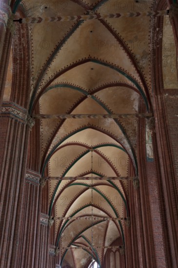 Vaults from the side aisle of St Nicholas' Church, late Gothic brick building, built between 1381