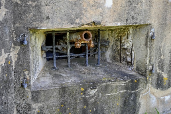 Old gun in Fort de Vaux, French fortress from the First World War, Verdun battlefield, First World