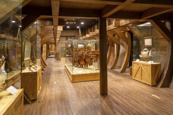 Interior of city museum, Campeche city, Campeche State, Mexico room shaped like hull of a ship