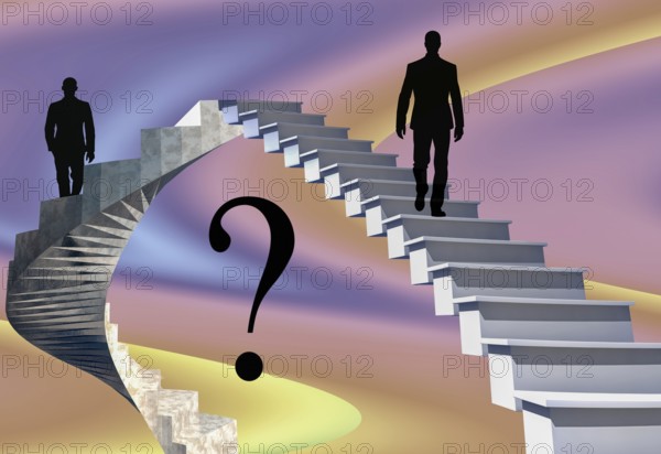 Symbolic image, right path, path is the goal, questionable direction, where does time go, course of