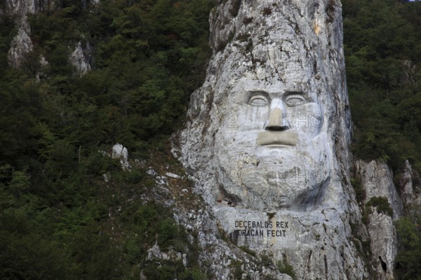 Wallachia, statue of the Dacian king Decebalus, Decebalus Rex Dragan Fecit, 40 metre high statue