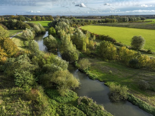 Bergkamen, Ruhr area, North Rhine-Westphalia, Germany, autumn landscape on the Seseke. The