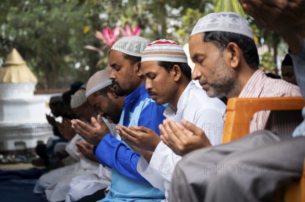 Muslims perform the Friday prayers at a Mosque in the holy month of Ramadan, on 21 March 2025 in