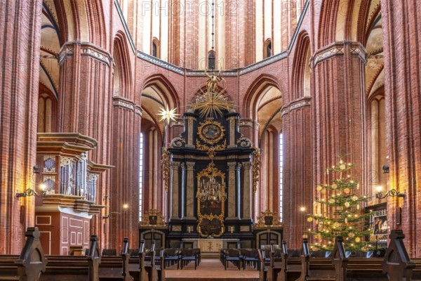 Interior of the church of St Nikolai in the Hanseatic city of Wismar, Mecklenburg-Western