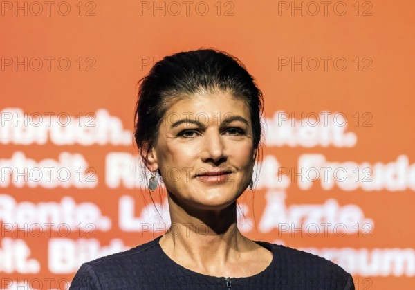 Sahra Wagenecht during her election campaign speech, portrait. Election event of the party Bündnis