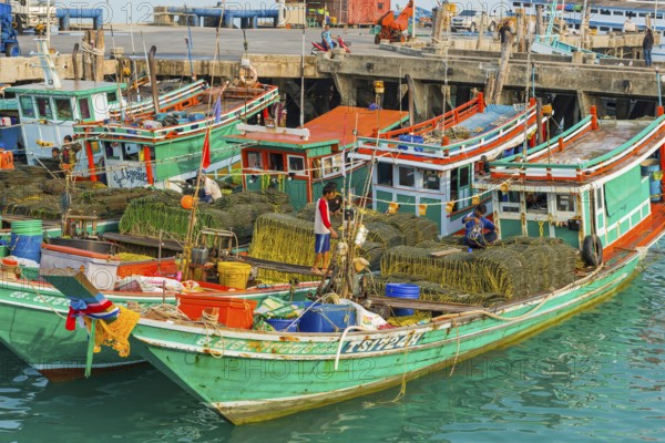 Colourful fishing boats, boat, ship, fishing boat, colourful, colourful, decorated, harbour, sea,