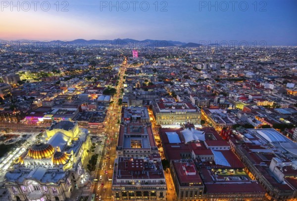 Panoramic view of Mexico City from the observation deck at the top of Latin American Tower Torre