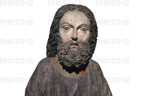 Head of Jesus, around 1470, on a white background, only the body of Jesus remains of the palm