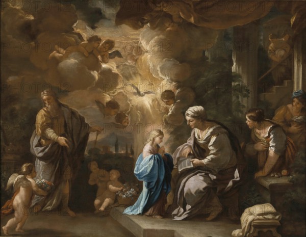 The Education of the Virgin, painting made by Luca Giordano (Italian, 1634-1705), historically,