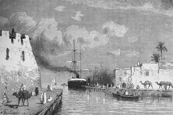 Harbour facilities of the town of La Goulette or La Goletta on the Mediterranean near Tunis, pier