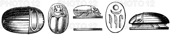 Scarabs or lucky beetles, used as lucky charms, jewellery and burial objects since antiquity,