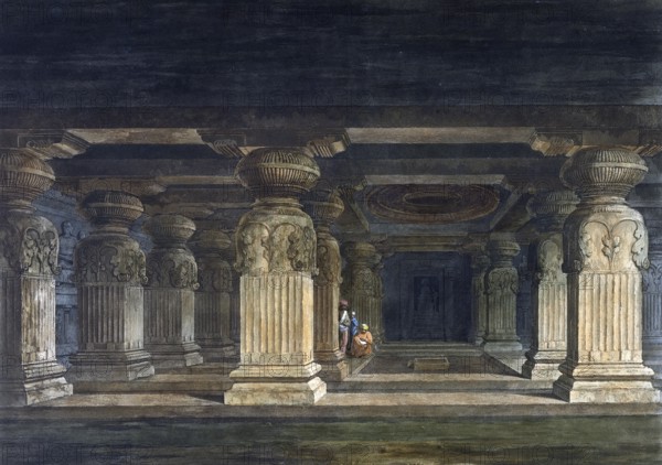 Indra Sabha, a Jain cave north of the Kailash temple in Ellora, known as Indrasabha. It is the