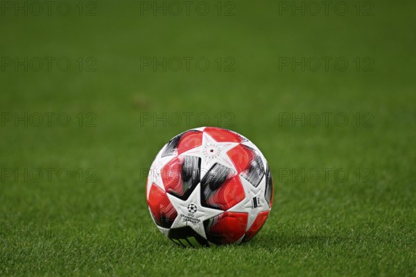 Adidas Football Pro 3rd match ball, lies on grass, Champions League, MHPArena, MHP Arena Stuttgart,