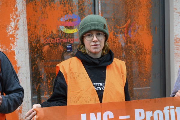 Regina Stephan, Last Generation activist after colour attack on Total Energies building. They are