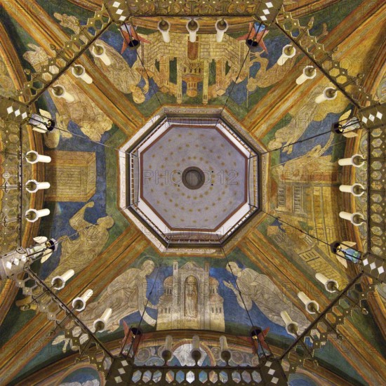 St. Maria and Clemens, view from the lower church through the opening to the ceiling of the upper