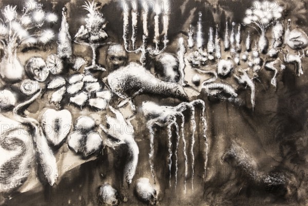 Die Wechselfaelle des Lebens, 2022 Mixed media on canvas, Exhibition Miquel Barcelo, Vida y Muerte,