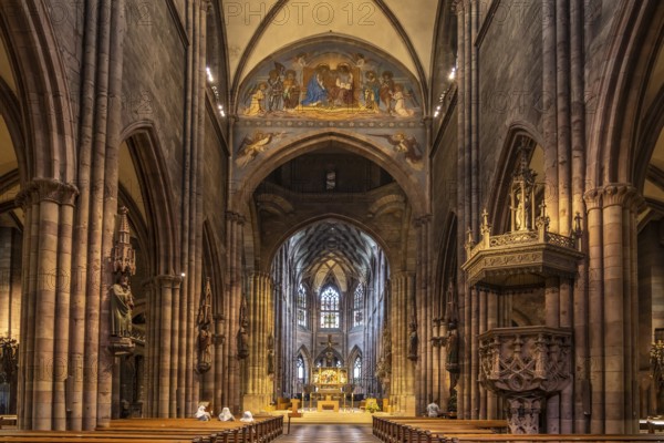 Interior of Freiburg Minster, Freiburg im Breisgau, Black Forest, Baden-Württemberg, Germany,
