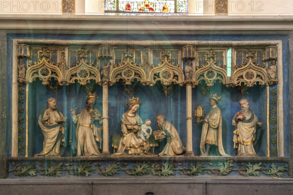 Retable of the high altar in the interior of the collegiate church of St Castor in Karden,