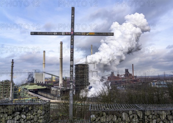 The Thyssenkrupp Steel steelworks in Duisburg-Marxloh, on the Rhine, coking plant unloading tower,
