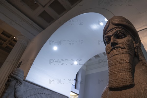 Statue, winged lion with human head, flanking the entrance to the throne room of the north-western