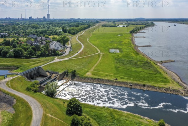 Dinslaken, North Rhine-Westphalia, Germany, Old Emscher estuary into the Rhine. The mouth of the