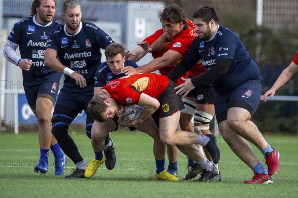 Rugby: Germany against MKS Pogon Awenta Siedlce, Poland in Heidelberg (test match of the German