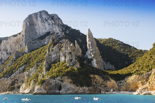 Rocky coast and beach, Cala Goloritze, Gulf of Orosei National Park, Parco Nazionale del
