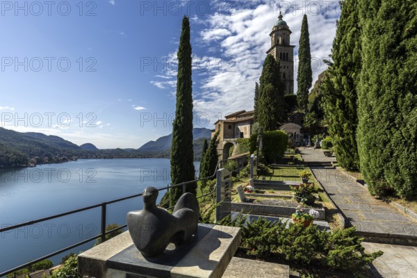 Cemetery, Monumental cemetery, Morcote, Lake Lugano, Lago di Lugano, Canton Ticino, Switzerland,