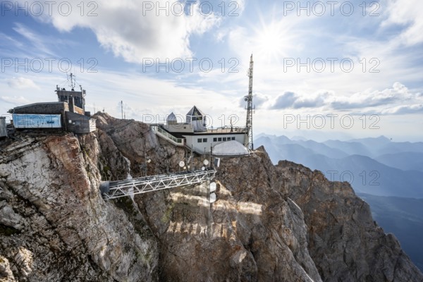 Mountain station of the Tiroler Zugspitzbahn, at the summit of the Zugspitze, Wetterstein range,