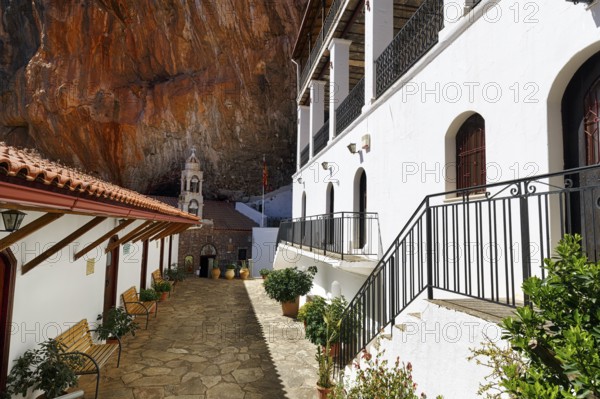 Greek Orthodox Monastery of Elona, Moni Elonis on the cliffs, Parnon Mountains, Arcadia,