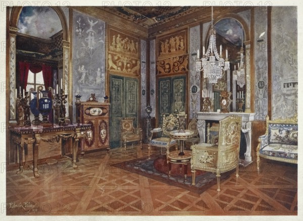 Furniture at the turn of the century 1900, Salon de musique of Queen Marie Antoinette, Palace of
