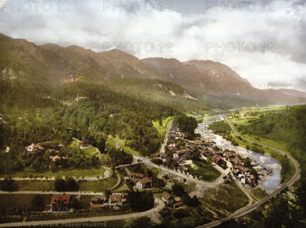 Upper Prahova, Sinaia, Romania, View from 1885, Historical, digitally restored reproduction from a