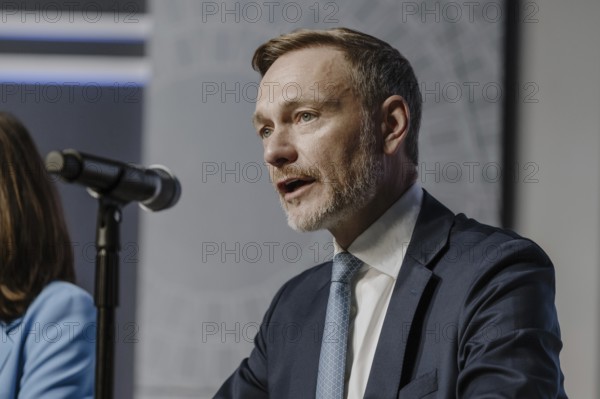 Christian Lindner (FDP), Federal Minister of Finance, photographed during the press conference on