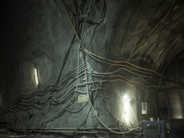Cable in the tunnel section of construction lot H41, Brenner Base Tunnel, Zenzendorf, Tyrol,