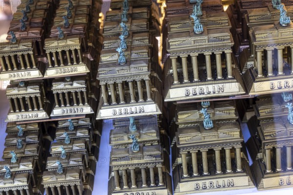 Typical souvenir from the capital. Miniature version of the Brandenburg Tor. Berlin, Germany,