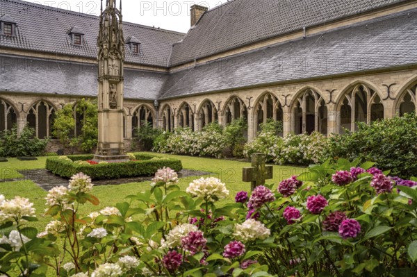 Inner courtyard and cloister of the Catholic Church of St Viktor in Xanten, Lower Rhine, North
