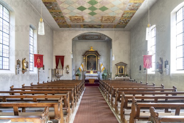 Interior of the Catholic Church of the Sacred Heart of Jesus in Tüchersfeld in Franconian