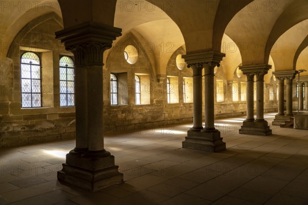 Lay refectory interior, Maulbronn Monastery, Maulbronn, Baden-Württemberg, Germany, Europe