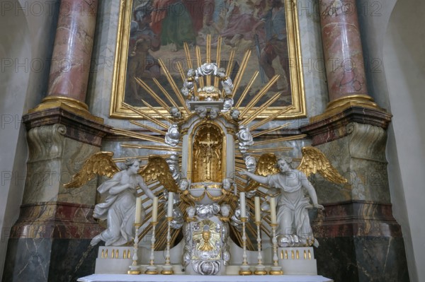 Detail from the side altar of St James' Church, built 1772-1775, Bad Kissingen, Lower Franconia,
