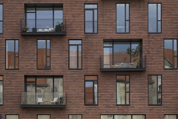 Contemporary architecture, Krøyers Square residential complex, inspired by historic warehouses,