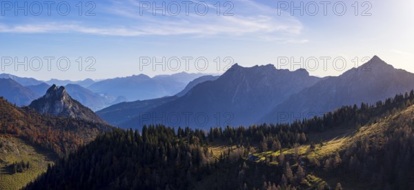View from Windkogel to Sparber Rettenkogel and Rinnkogel, Postalm, Osterhorngruppe, Salzkammergut,