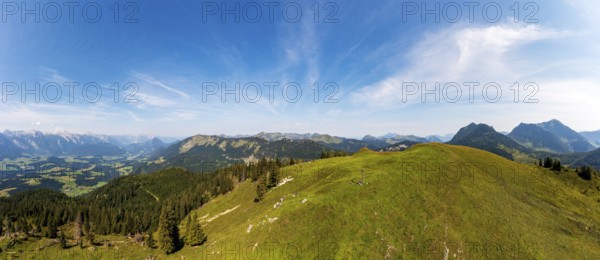 Drone shot, At the summit of the Taborberg with a view of the Lammertal and Tennengebirge