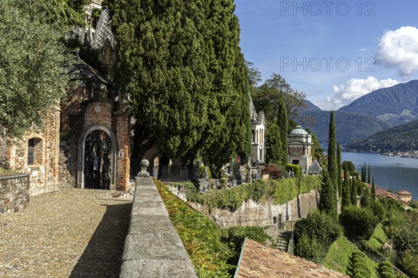 Cemetery, Monumental cemetery, Morcote, Lake Lugano, Lago di Lugano, Canton Ticino, Switzerland,