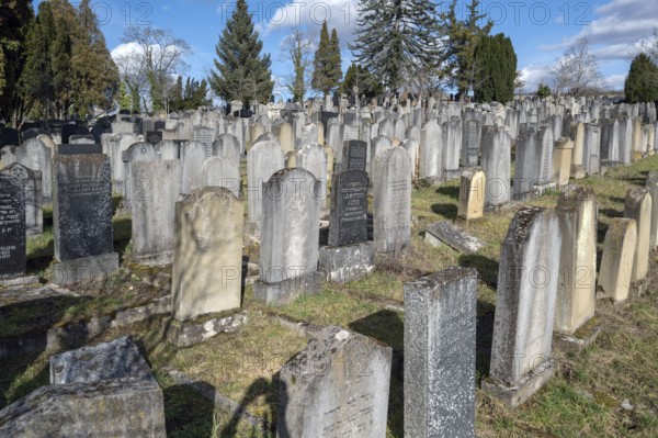 Old graves at the Israeli cemetery, inaugurated in 1882, Werner-von Siemens Str. 2, Würzburg, Lower