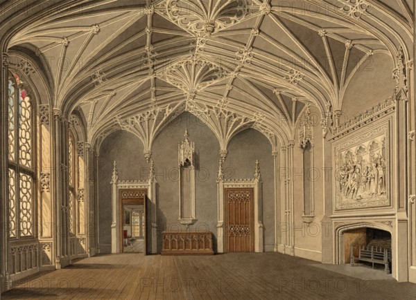 The Hall of Blithfield, country house in Staffordshire, England, digitally restored reproduction of