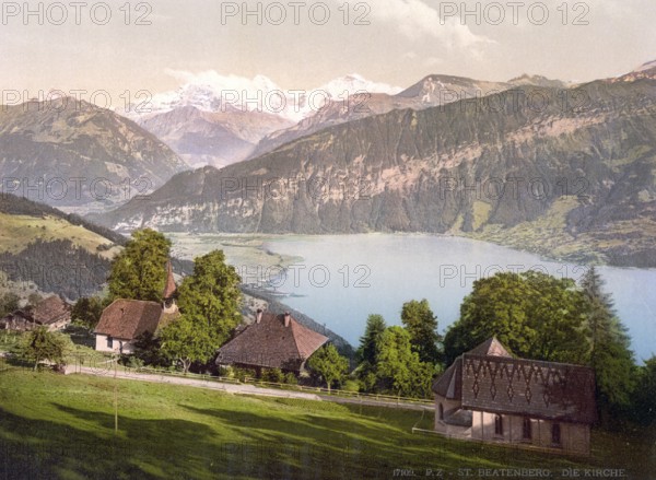 St. Beatenberg, Bernese Oberland, Switzerland, Historic, digitally restored reproduction from a