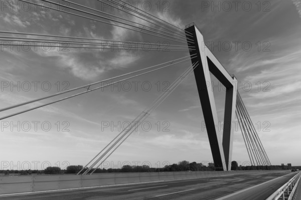 Airport bridge, motorway bridge A44 over the Rhine, cable-stayed bridge, opened 2022, Düsseldorf,