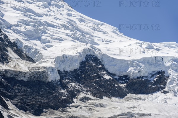 High alpine mountain landscape at Pointe Bravais, glacier edge, glacier tongue, Glacier de