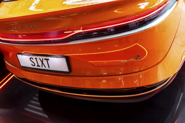 Düsseldorf Airport. Presentation by car hire company SIXT of the Chinese electric vehicle Lucid Air